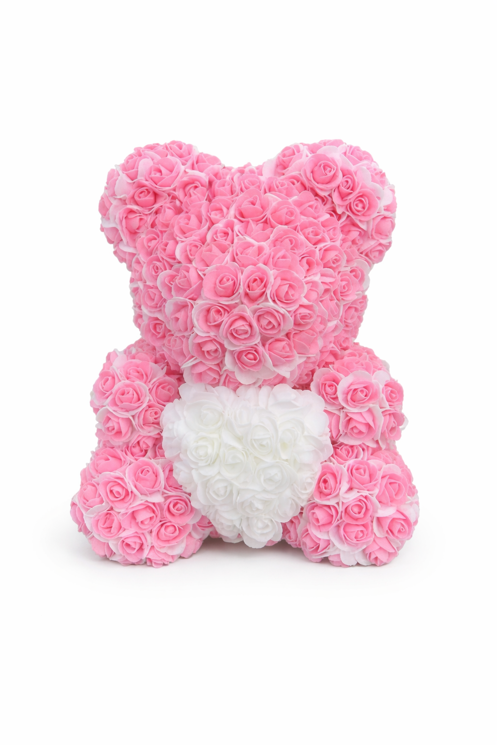 Rosenbjörn – Rosa med Vitt Hjärtformat Motiv